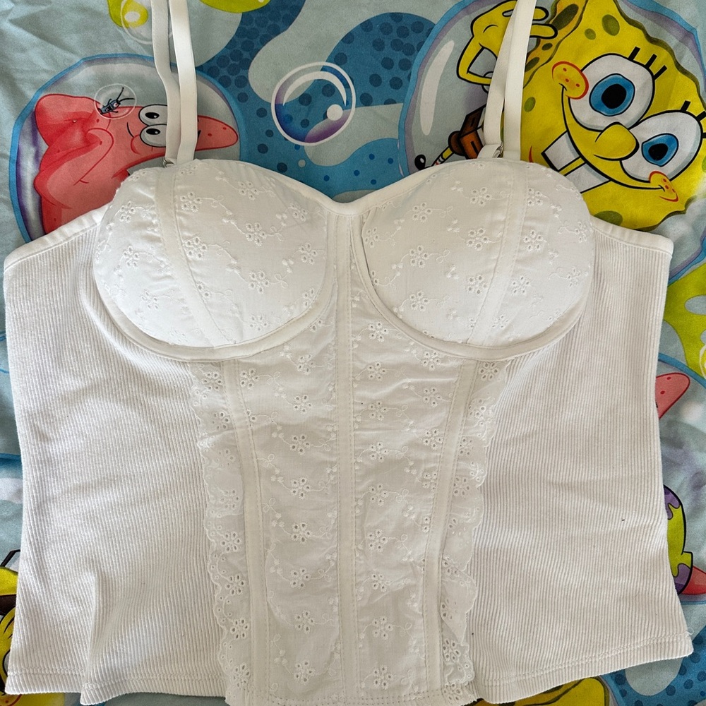 Madden NYC White Lace Bustier Top